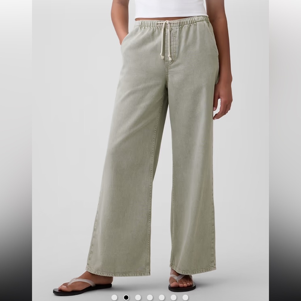 Wide Leg Drawstring Pants in Sage Green